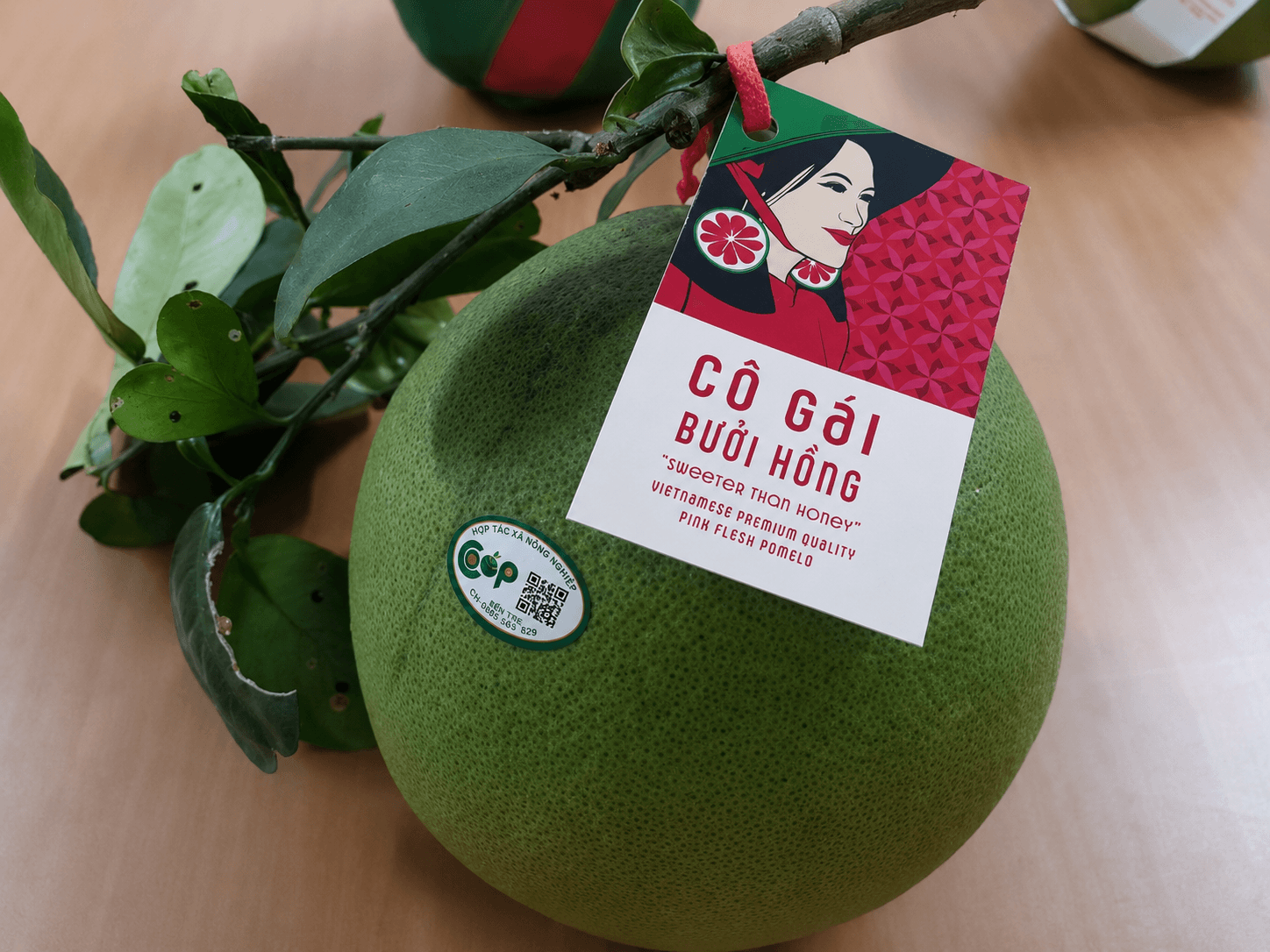 Pink Lady Pomelo tagged fruit